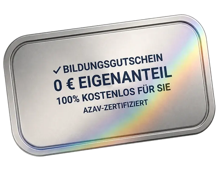 Bildungsgutschein-Stempel mit 0 € Eigenanteil, 100% kostenlos für Sie und AZAV-zertifiziert