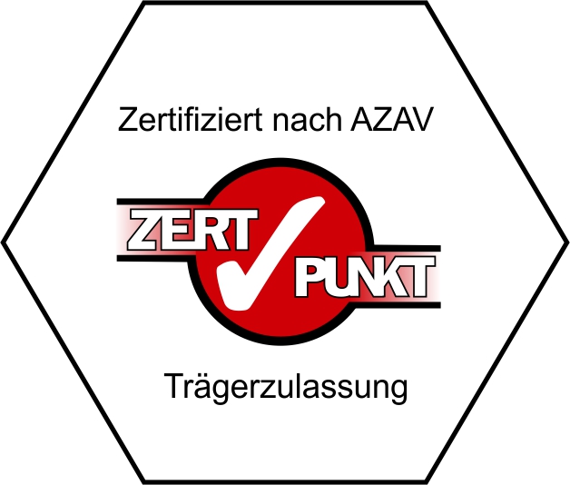 Achteckiges AZAV-Trägerzertifikat